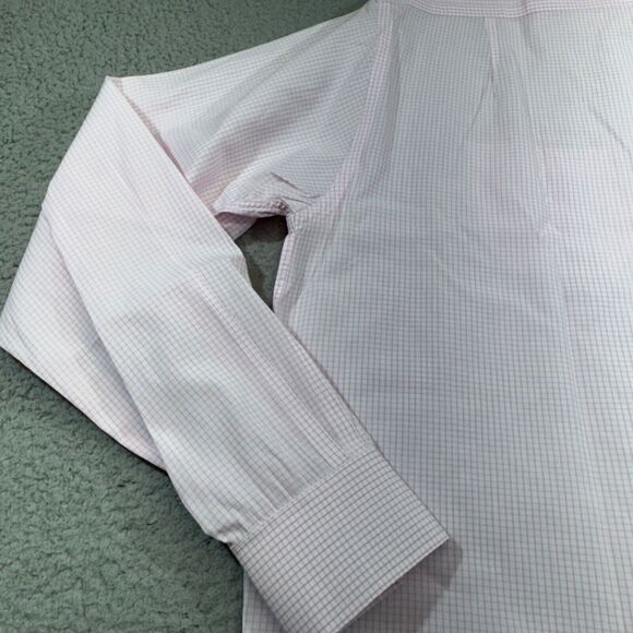 J Peterman Shirt Men 17.5 Graph Check Dress Barrel Cuff Casual Portugal 36.5 - Picture 12 of 16